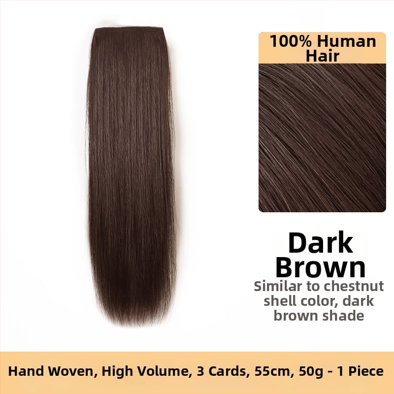 Piesă de perucă din păr natural, țesut manual, păr drept, bucată unică îngroșată, potrivită pentru vopsire și ondulare permanentă