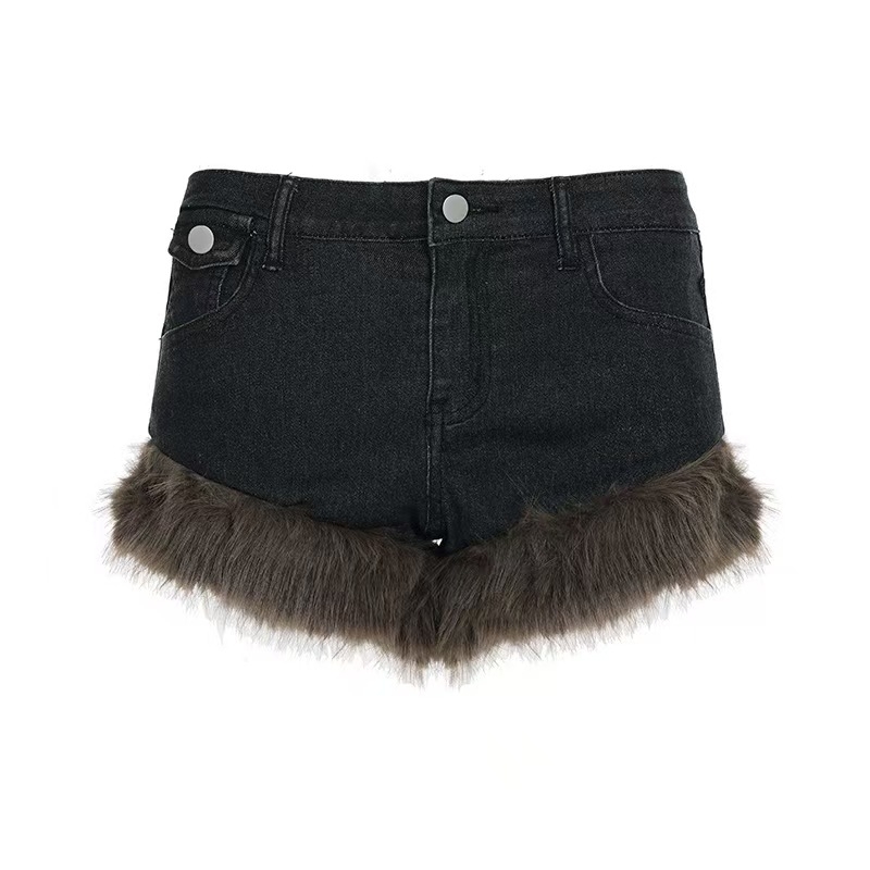 Džins šorts s patchwork dizajnom - niska struka, uski kroj, mikroelastičnost, 70-80% denimu, 30-50% poliestera