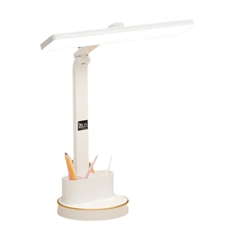 Višenamjenska sklopiva stolna lampa s vremenikom, zaštita očiju, prijenosna, dodirni upravljač, ugrađena litij baterija, plastično sjenilo