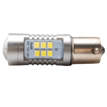 LED auto žarulja za signalizaciju i vožnju unatrag, BA15S/1157 baza, 21SMD 3030, 11.1W, 12V, 3500–6000K, aluminijsko kućište, QCXD-006, univerzalna