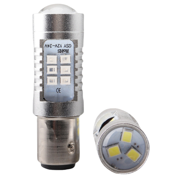 LED auto žarulja za signalizaciju i vožnju unatrag, BA15S/1157 baza, 21SMD 3030, 11.1W, 12V, 3500–6000K, aluminijsko kućište, QCXD-006, univerzalna