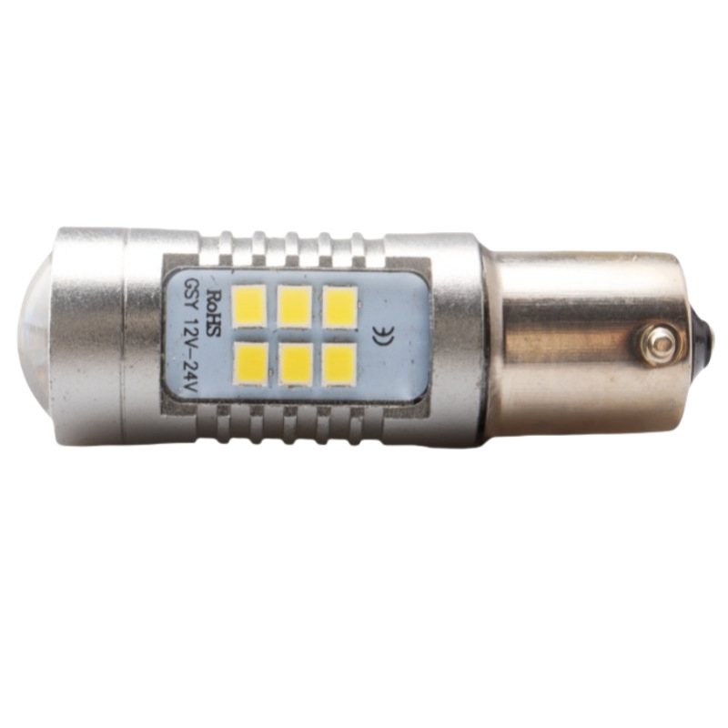 LED auto žarulja za signalizaciju i vožnju unatrag, BA15S/1157 baza, 21SMD 3030, 11.1W, 12V, 3500–6000K, aluminijsko kućište, QCXD-006, univerzalna