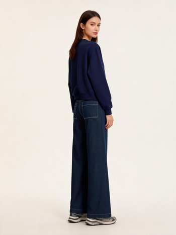 Γυναικείο τζιν: χαλαρή γραμμή ίσιας κοπής, denim με βαμβάκι, μέση μεσαία, μακριά παντελόνια, ιαπωνο-κορεατικό casual στυλ, άνοιξη 2026
