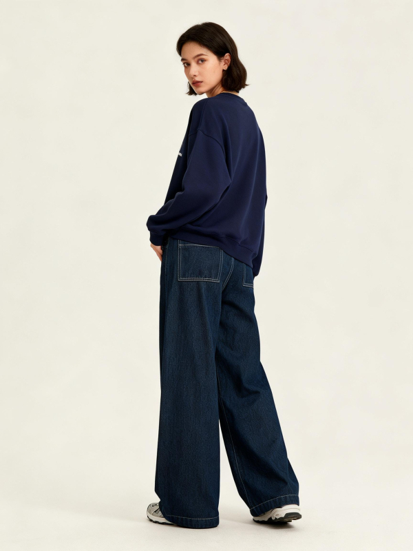 Γυναικείο τζιν: χαλαρή γραμμή ίσιας κοπής, denim με βαμβάκι, μέση μεσαία, μακριά παντελόνια, ιαπωνο-κορεατικό casual στυλ, άνοιξη 2026