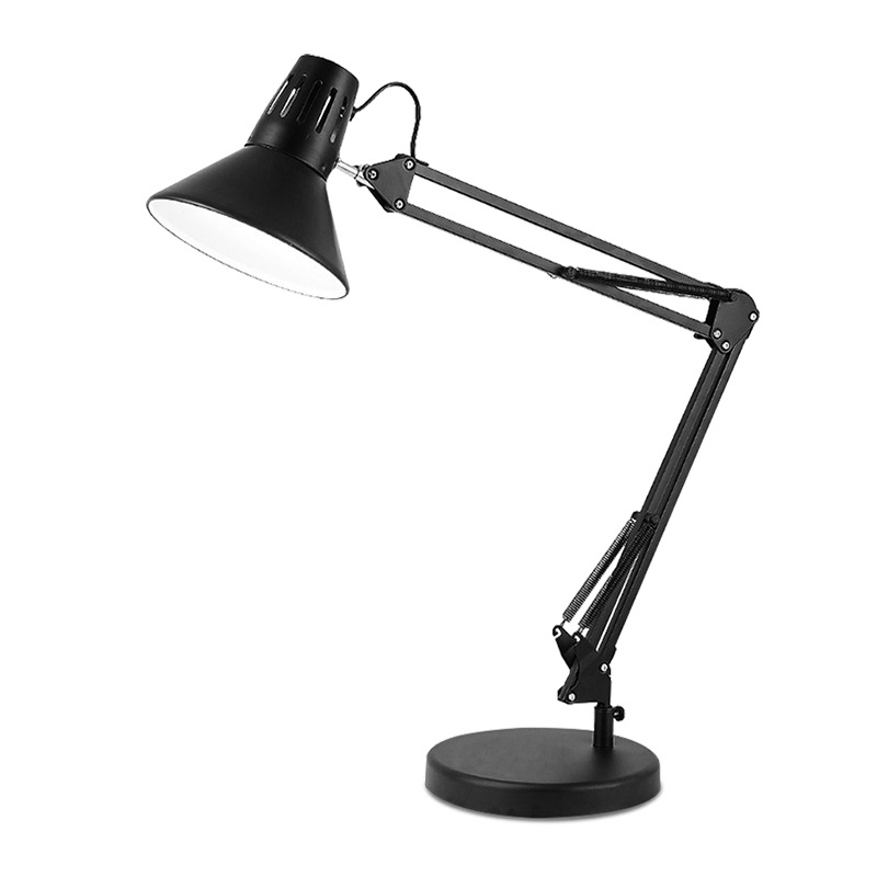 LED klips stolna lampa s dugim savitljivim ramenom, metalno sjenilo, zaštita očiju, prekidač na gumbu, 0-220V, model 218