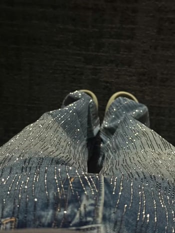 Traperice s visokim strukom, širokim krojem, denim pamuk, debela konstrukcija