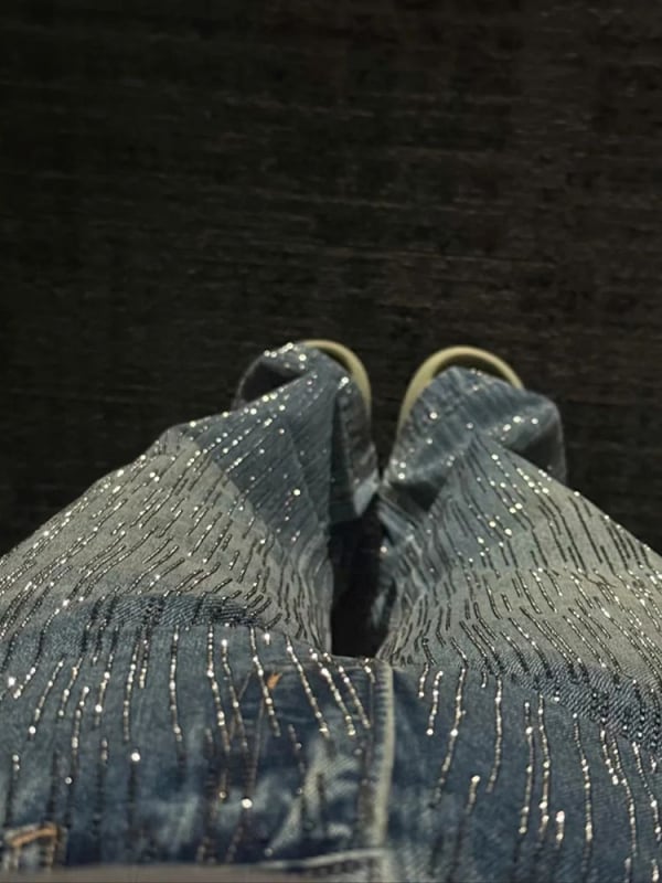 Traperice s visokim strukom, širokim krojem, denim pamuk, debela konstrukcija