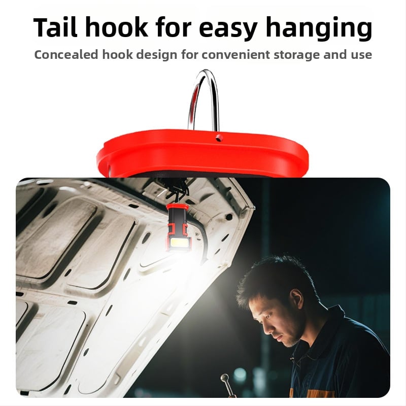 Mágneses Autójavító Munkalámpa Type-C Töltéssel, Digitális Kijelző, Forgófej, Két Mágneses Kampó (10W, 5V, 1000 lm, 6500-8000K, Modell GZD-01)