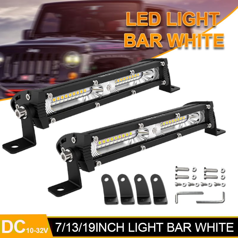 LED munkalámpa autóhoz, 7 hüvelykes ultra vékony, kétlyukas, egysoros LED szalagfény, tetőrácsra szerelhető (60-180W; 10-32V; 3030 LED; 6500K; 30000h)