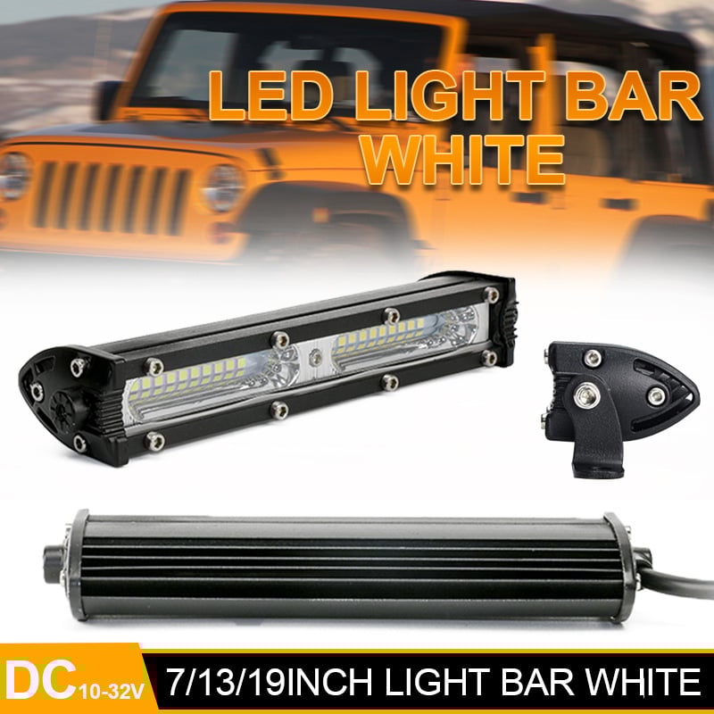 LED munkalámpa autóhoz, 7 hüvelykes ultra vékony, kétlyukas, egysoros LED szalagfény, tetőrácsra szerelhető (60-180W; 10-32V; 3030 LED; 6500K; 30000h)