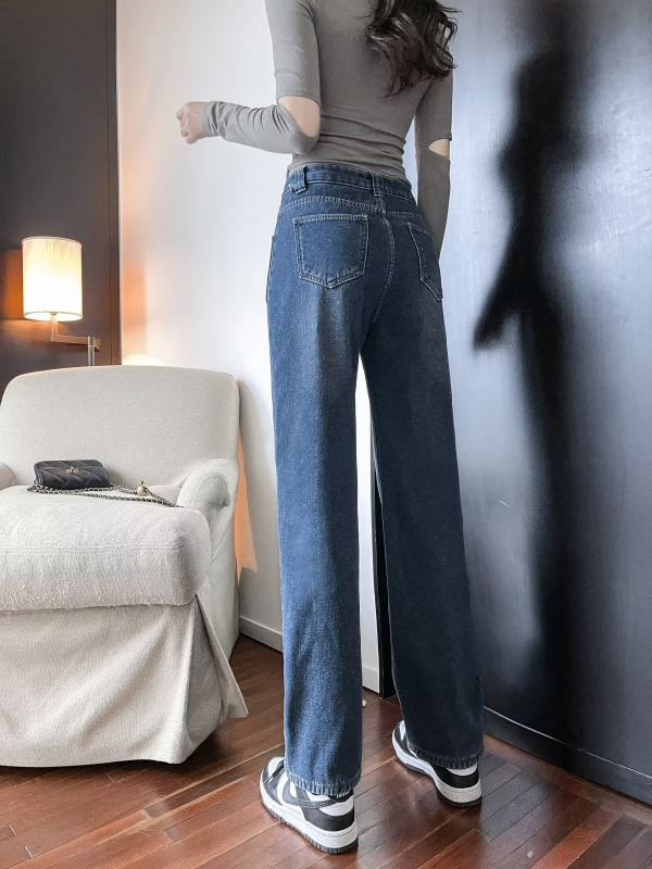 Traperice – Visoki struk, ravni kroj, denim s pamukom i elastanom, svjež i sladak stil, bez pegla