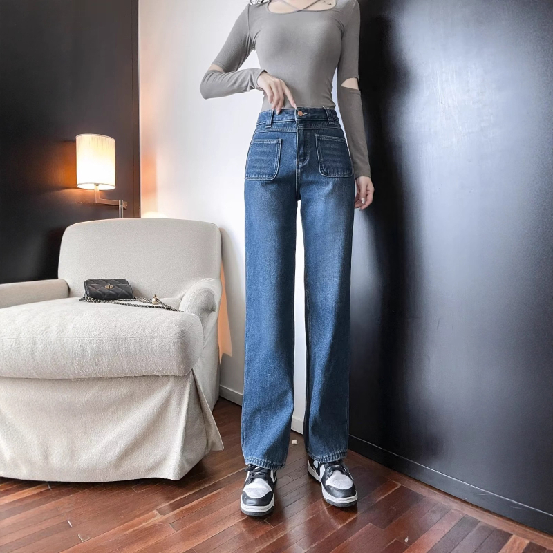 Traperice – Visoki struk, ravni kroj, denim s pamukom i elastanom, svjež i sladak stil, bez pegla