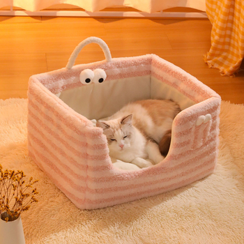 Φωλιά γάτας Moon velvet, ημι-κλειστό κρεβάτι, αφαιρούμενο και πλένεται