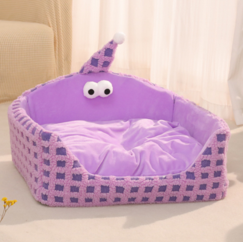 Φωλιά γάτας Moon velvet, ημι-κλειστό κρεβάτι, αφαιρούμενο και πλένεται