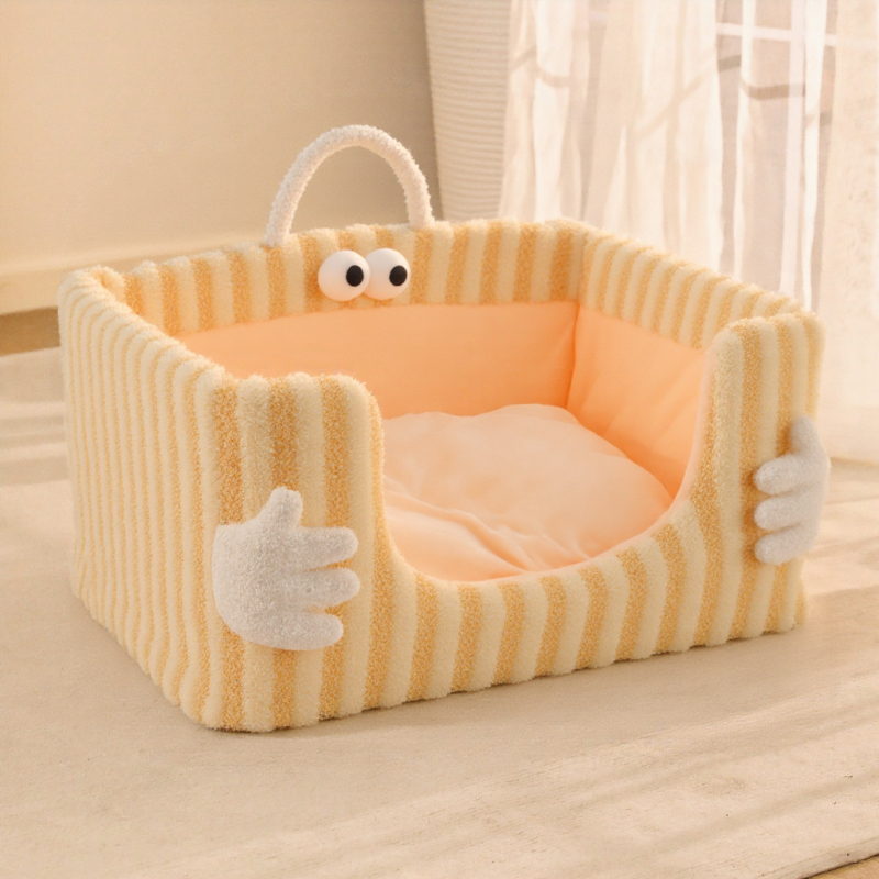 Φωλιά γάτας Moon velvet, ημι-κλειστό κρεβάτι, αφαιρούμενο και πλένεται