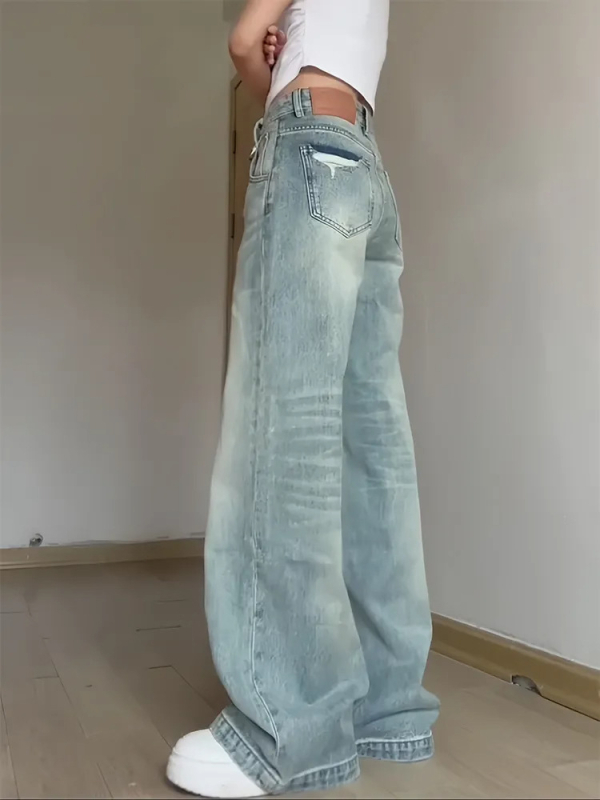 Ženske farmerice s visokim strukom i širokim krojem, denim pamuk, ljeto 2025