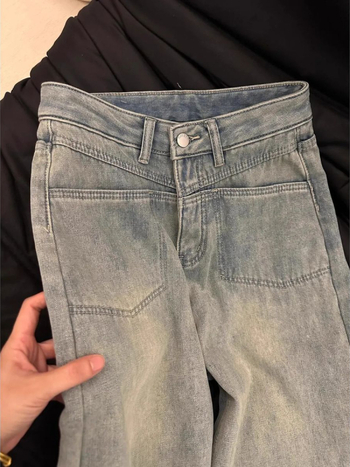 Ženske traperice, ravni kroj, visok struk, debeli denim, pamuk 50–70%