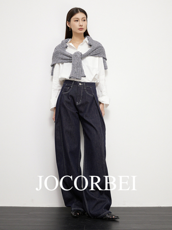 JOCORBEI traperice – visok struk, široke nogavice, denim, 95% pamuka