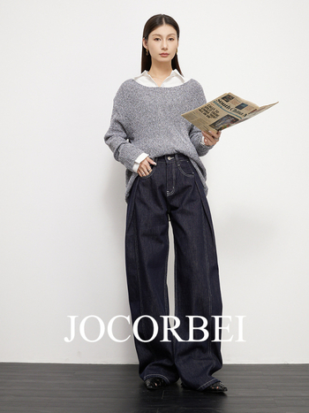 JOCORBEI traperice – visok struk, široke nogavice, denim, 95% pamuka