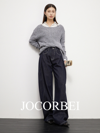 JOCORBEI traperice – visok struk, široke nogavice, denim, 95% pamuka