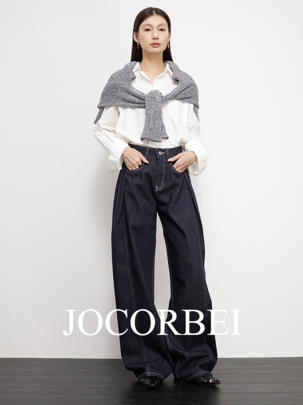 JOCORBEI traperice – visok struk, široke nogavice, denim, 95% pamuka