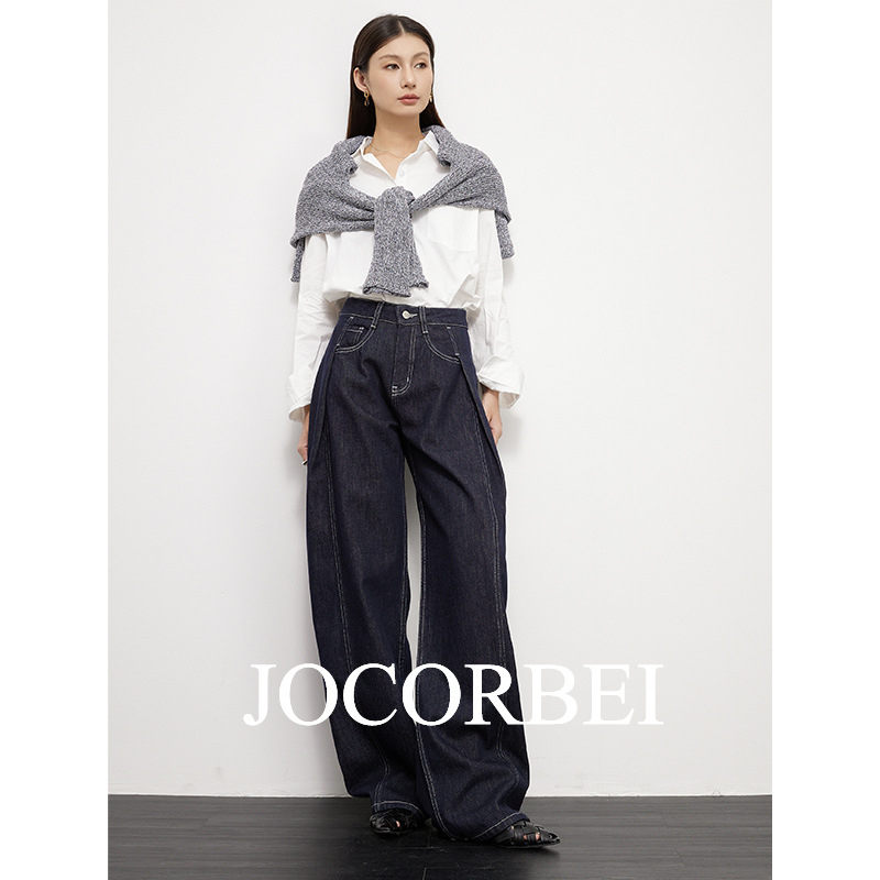 JOCORBEI traperice – visok struk, široke nogavice, denim, 95% pamuka