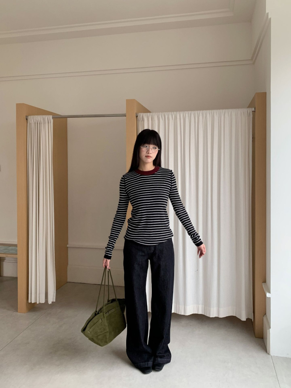 Ženske traperice od denima, niski struk, mikro-flared krojenje, 80–90% pamuka, casual japansko-korejski stil, jesen 2025