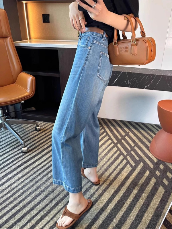 Tencel denim distresirane traperice, visoki struk, efekt mršavljenja, bez elastana, labav kroj