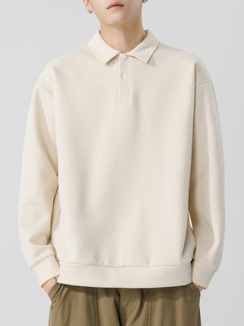 Polo majica s dugim rukavima, ležernog kroja, pearl cotton, jednobojna
