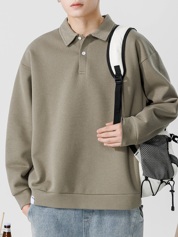 Polo majica s dugim rukavima, ležernog kroja, pearl cotton, jednobojna