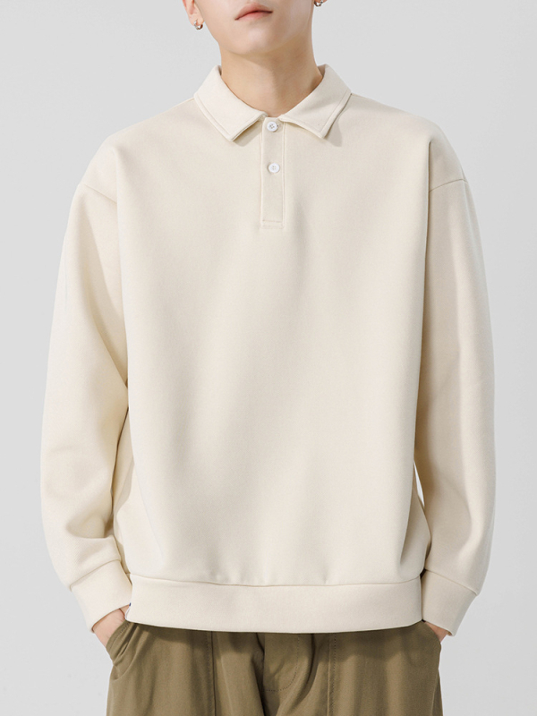 Polo majica s dugim rukavima, ležernog kroja, pearl cotton, jednobojna
