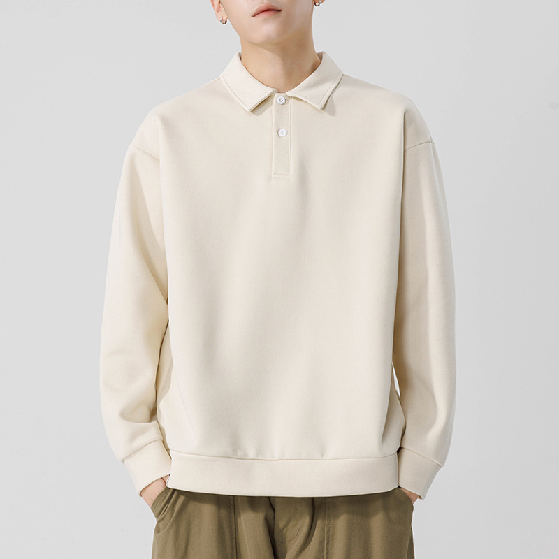 Polo majica s dugim rukavima, ležernog kroja, pearl cotton, jednobojna