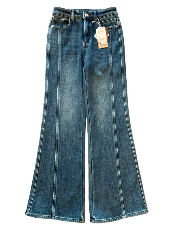 Traperice - visok pojas, mikro flare kroj, vintage isprano, unutarnja flis podstava, blago elastične