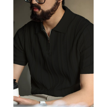 Polo majica sa zipom, uska silueta, kratki rukavi, ovratnik tipa lapel, prozračan materijal od proteina mlijeka