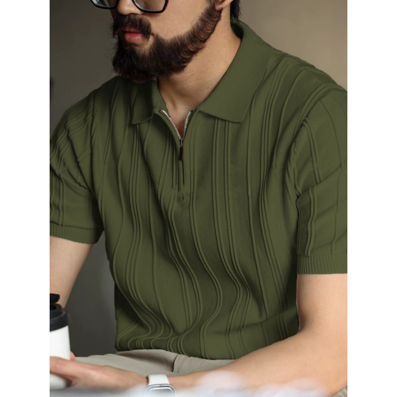 Polo majica sa zipom, uska silueta, kratki rukavi, ovratnik tipa lapel, prozračan materijal od proteina mlijeka