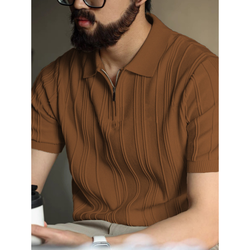 Polo majica sa zipom, uska silueta, kratki rukavi, ovratnik tipa lapel, prozračan materijal od proteina mlijeka