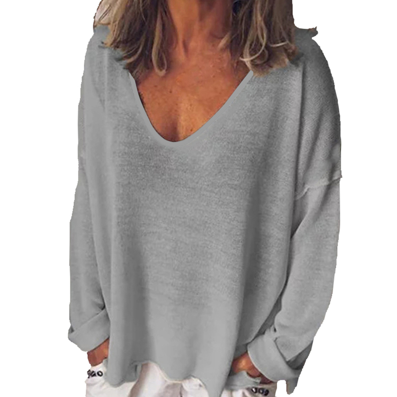 Gornji dio s U-izrezom, dugi rukavi, jednobojan, pulover, polyester ≥95%, obična duljina 50–65 cm