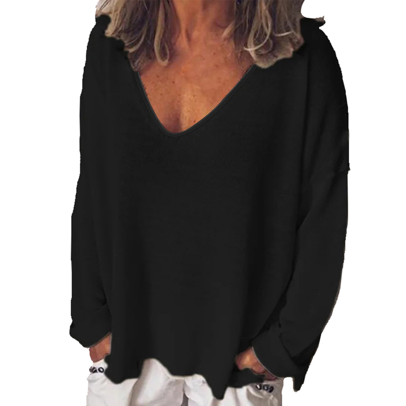 Gornji dio s U-izrezom, dugi rukavi, jednobojan, pulover, polyester ≥95%, obična duljina 50–65 cm