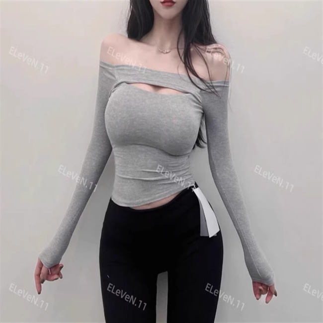 Majica, mješavina ice silk i spandexa, dugi rukavi, okrugli izrez, gradski stil, proljeće 2025