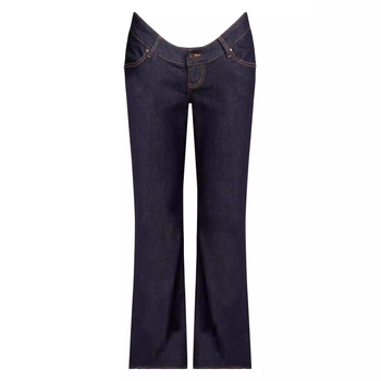 Traperice Slim Fit s ultraniskim strukom i ravnim krojem, denim-pamučna mješavina, gradski svakodnevni stil