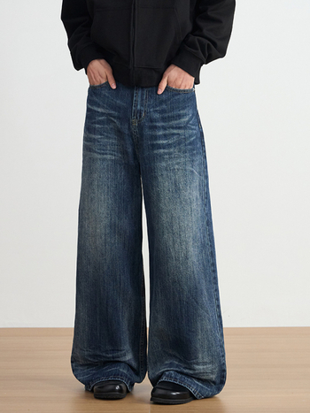 Ženske traperice širokih nogu, vintage pran, visokim strukom, denim, 50–70% pamuka, normalna debljina, jesen 2025