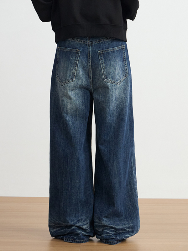 Ženske traperice širokih nogu, vintage pran, visokim strukom, denim, 50–70% pamuka, normalna debljina, jesen 2025
