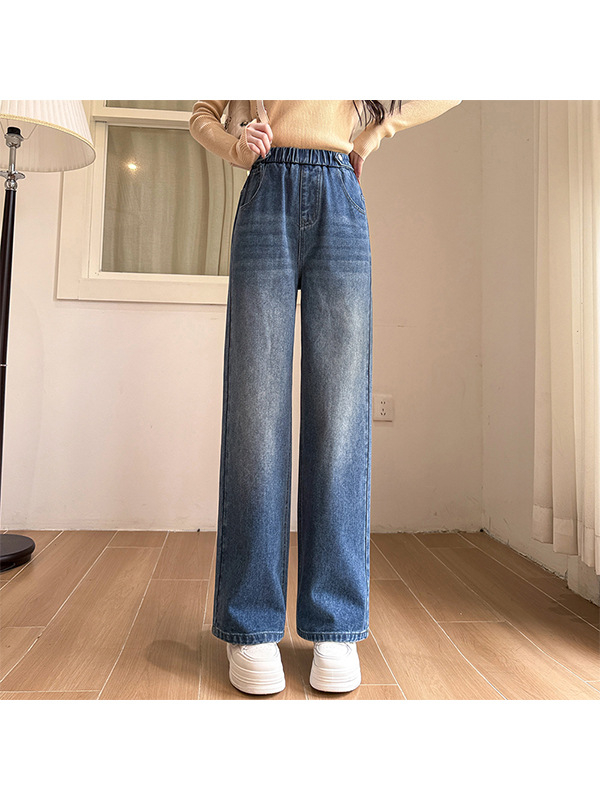 Traperice širokih nogavica, visokim strukom, mikroelastični denim, jesen 2025