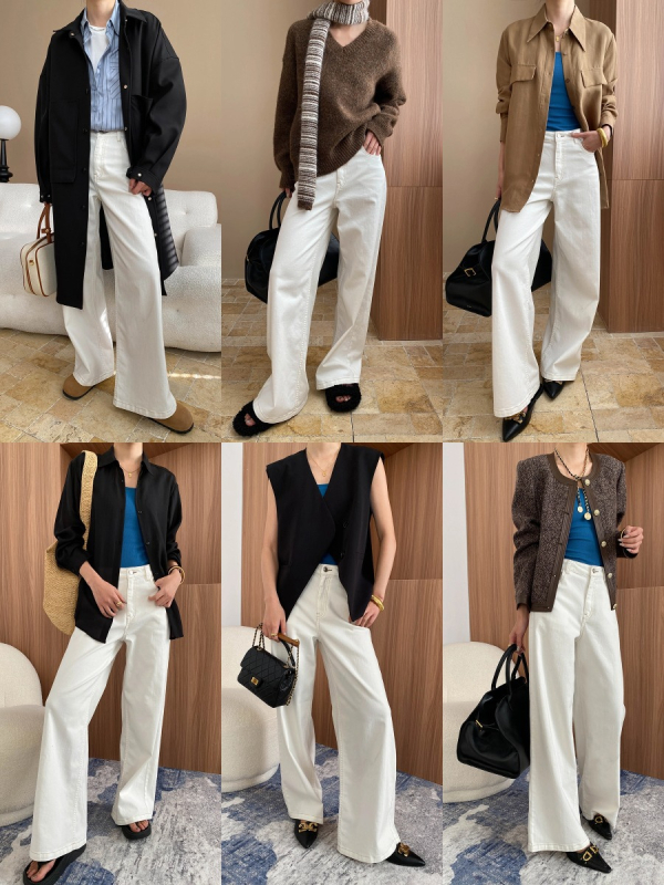 Traperice visokog struka s širokim krojem, pamuk-poliester smjesa, mikroelastičnost, gradski svakodnevni stil