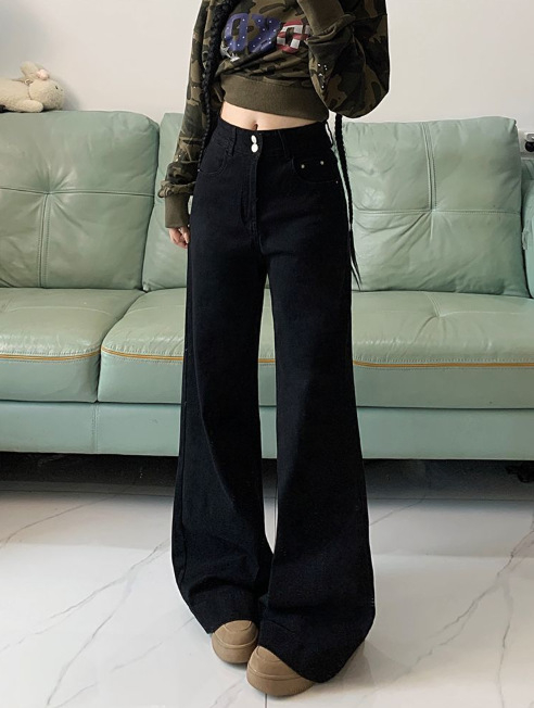 Ženske traperice od denima, visokog struka, širokih krojeva, ice-wash, casual stil