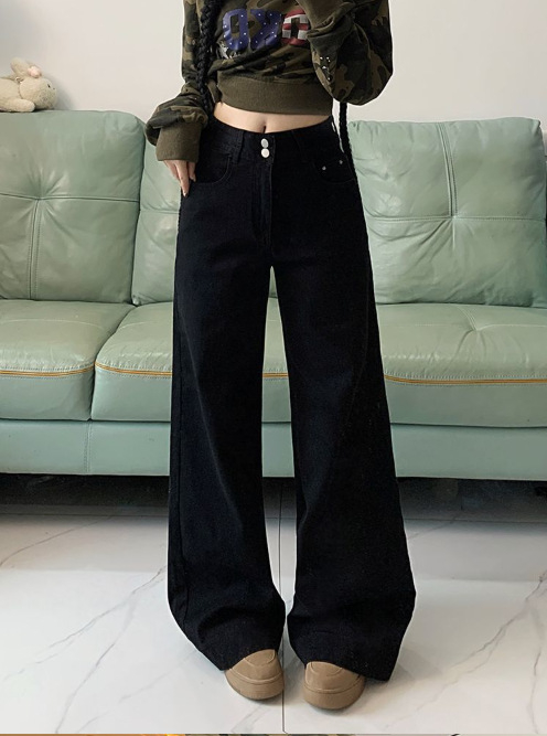 Ženske traperice od denima, visokog struka, širokih krojeva, ice-wash, casual stil