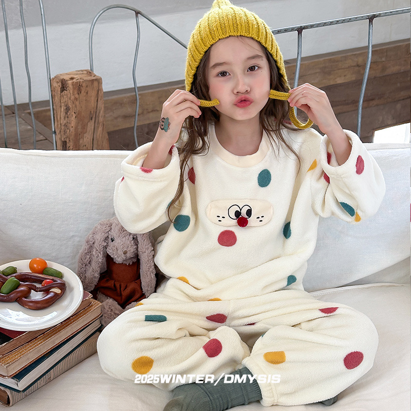 Dječji debeli fleece terminski set – 100% poliester Shirley Velvet, debeo, crtani uzorak, uključuje pulover, pidžamu i donje rublje, unisex, 3–8 godina