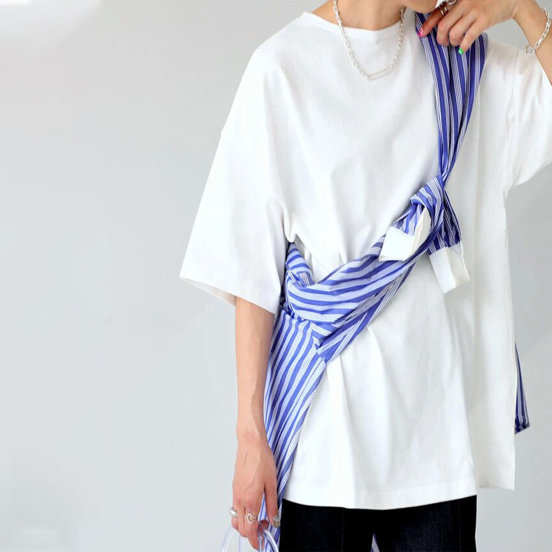 Ženski T-shirt u japanskom stilu, ležernog kroja, kratkih rukava, srednje duljine, 95% pamuk