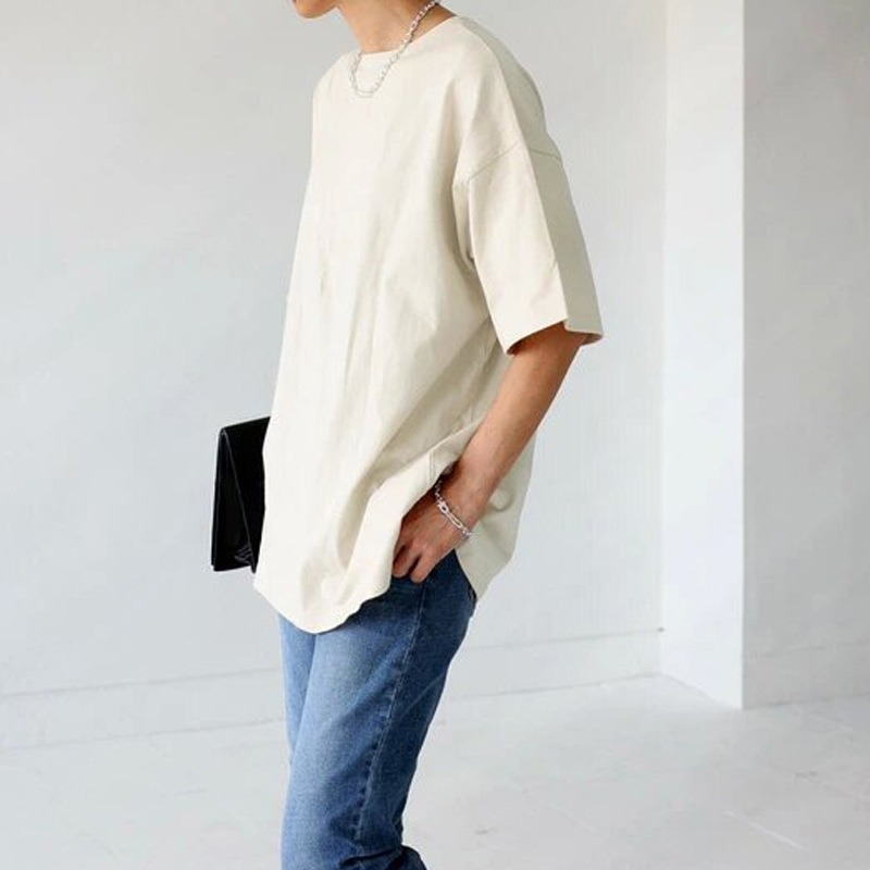 Ženski T-shirt u japanskom stilu, ležernog kroja, kratkih rukava, srednje duljine, 95% pamuk