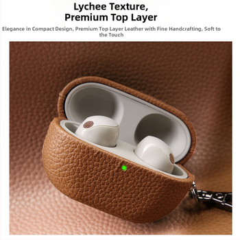 Lychee-textúrájú védőtok Sony WF-1000XM5-höz; anyagok: műbőr, velúr, PC; matt felület; testreszabható